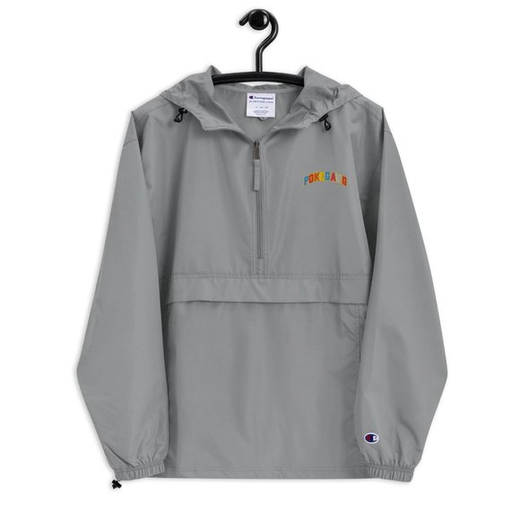 PokeGang x Champion Women Gray Long Sleeve Half Zip Hooded Rain Resistant Jacket - Picture 1 of 1